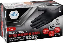 1000 Large Nitrile Gloves 8 Mil Thick Diamond Texture Heavy-Duty Tear-Resistant