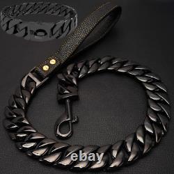 32mm Stainless Steel Heavy Duty Dog Collar And Leash Large Dog Cuban Link Chain