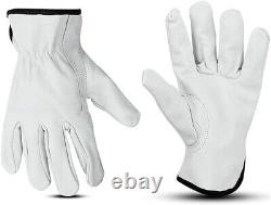 36 Pairs, Heavy Duty Goatskin Leather Gloves Working, Safety, Durable (PPE) Large