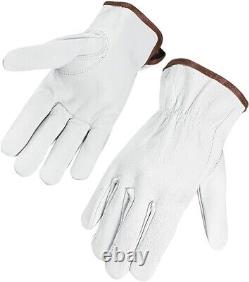 60 Pairs, Heavy Duty Goatskin Leather Gloves Working, Safety, Durable (PPE) Large