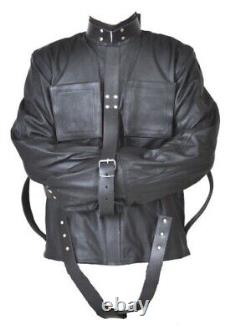Black Heavy Duty Leather Straight Jacket