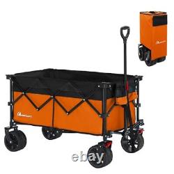 Collapsible Folding Wagon Cart Heavy Duty Folding Garden Portable Large Orange