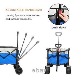 Collapsible Outdoor Utility Wagon Heavy Duty Folding Garden Large Blue
