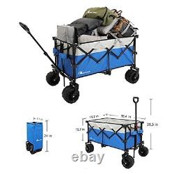 Collapsible Outdoor Utility Wagon Heavy Duty Folding Garden Large Blue