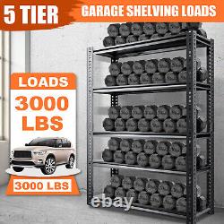 Extra Large Adjustable Shelves 5-Tier Heavy Duty Metal Storage Shelf Load 3000lb