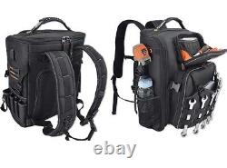 Full-Open Tool Backpack for Men Heavy-Duty Bag for Electricians/Construction