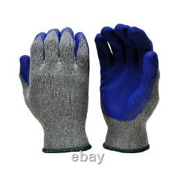 Gloves Heavy Duty Large String Knit Cotton Latex Double Dipped Coating Mens Blue