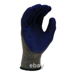 Gloves Heavy Duty Large String Knit Cotton Latex Double Dipped Coating Mens Blue