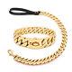 Gold Large Dog Chain Choker Collar and Leash set Stainless Steel Heavy Duty