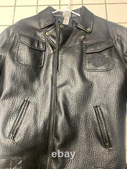 Harley Davidson Vintage Leather Jacket Kids Size Large 16/18 Pre Owned