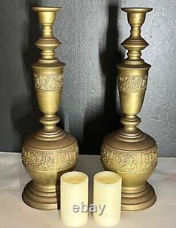 Intage Pair of large and heavy duty brass candle holders 22