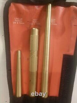 Mathew PRO 3 ps Heavy Duty Large Brass Drift& Tapered Punch Kit#61365, made USA