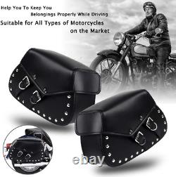 NO. 32 2Pcs Heavy-Duty Waterproof Motorcycle Saddlebags 2-Strap Extra-Large PU