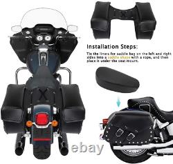 NO. 32 2Pcs Heavy-Duty Waterproof Motorcycle Saddlebags 2-Strap Extra-Large PU