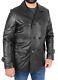 New Mens Leather Refer Jacket Black Heavy Duty Cowhide Double Breasted Pea Coat