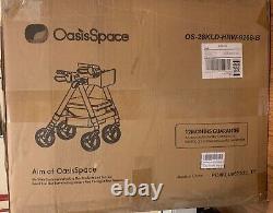 OasisSpace Heavy Duty Rollator Walker Large Seat 450lbs OS-28KLD-HRW-9268-B New