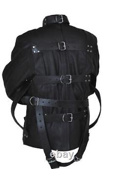 Pure Cow Black Leather Straitjacket Heavy Duty Leather Straight Jacket
