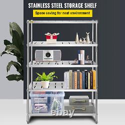 VEVOR Garage Shelf Heavy Duty Shelving 5-Tier 47.2x17.7x70.9in Stainless Steel