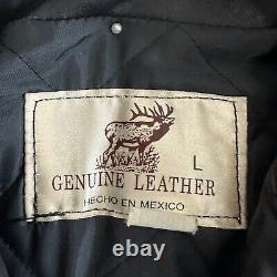 Vintage Genuine Leather Motorcycle Jacket Mens Large Heavy Duty Thick Zippers