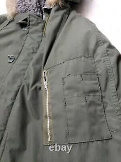 Vintage Large Military Heavy Duty fur Hooded Parka Jacket Coat EMAR Zipper