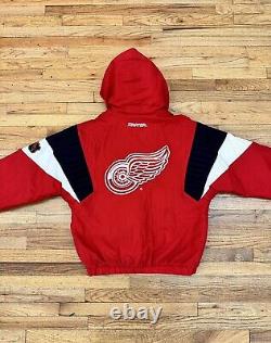 Vintage NHL Detroit Red Wings Mens Large Heavy Duty Jacket 1/4 Zip RARE